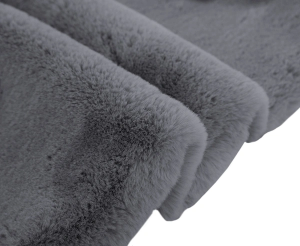 Luxe Home International Ruffle Floor Rug Rabbit Fur 1000 Gsm Living Room Foot Mats Anti Skid Water Absorbent Easy Machine Washable Rectangular Rug For Bedroom|Floor|3 X 5 Ft|Grey|Pack Of 1 - 3x5 Ft, Grey