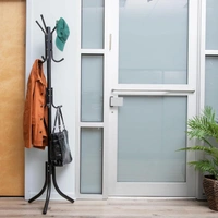 Luxe Home International Coat Rack Hanger Stand with Hooks for Clothes, Bedroom Corner, Living Room, Office (Black) - 170 x 45 x 45 cm, Black