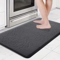 Luxe Home International Anti-Fatigue (45x75 cm) Kitchen Mat β Cushioned Support, Stylish and Durable, Easy to Clean, Non-Slip Bottom β Ideal for Kitchen, Desk, Laundry, Garage - 45x75 cm, Black
