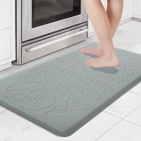 Luxe Home International Kitchen Mat Anti-Fatigue (45x75 cm)β Cushioned Support, Stylish and Durable, Easy to Clean, Non-Slip Bottom β Ideal for Kitchen, Desk, Laundry, Garage - 45x75 cm, Silver
