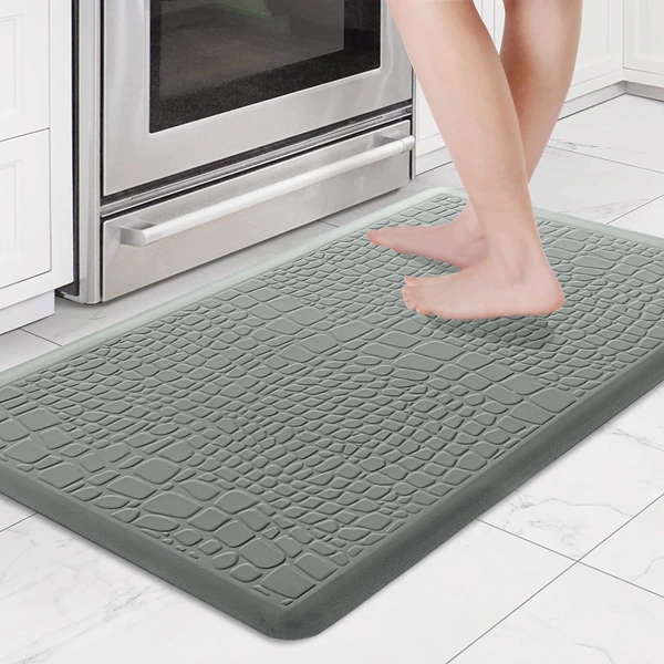 Luxe Home International Kitchen Mat Anti-Fatigue (45x75 cm)β Cushioned Support, Stylish and Durable, Easy to Clean, Non-Slip Bottom β Ideal for Kitchen, Desk, Laundry, Garage - 45x75 cm, Grey