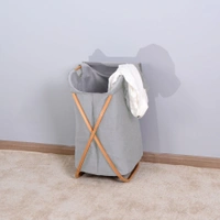 Luxe Home International Laundry Basket for Clothes, Premium Bamboo Big Storage Bag with Lid Multipurpose Used In Laundry Rooms, Bedrooms, Bathrooms - 40x70 cm, Grey