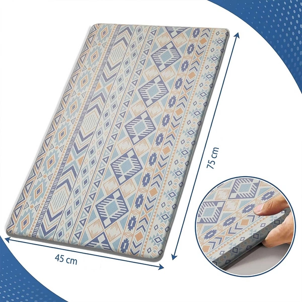 Luxe Home International Anti-Fatigue Kitchen Mat Non-Slip Cushioned Comfort Mat - Geometric Pattern Standing Desk Mat - Waterproof and Easy to Clean for Home and Office - 45x75 cm, Multi