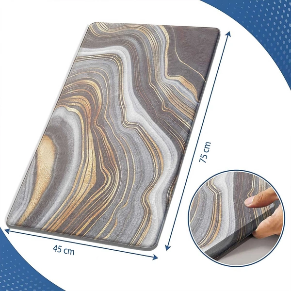 Luxe Home International Anti-Fatigue Kitchen Mat Non-Slip Cushioned Comfort Mat - Geometric Pattern Standing Desk Mat - Waterproof and Easy to Clean for Home and Office - 45x75 cm, Waves