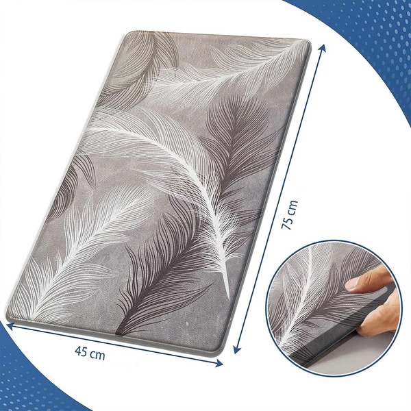 Luxe Home International Kitchen Mat Anti-Fatigue Non-Slip Cushioned Comfort Mat - Geometric Pattern Standing Desk Mat - Waterproof and Easy to Clean for Home and Office - 45x75 cm, feather