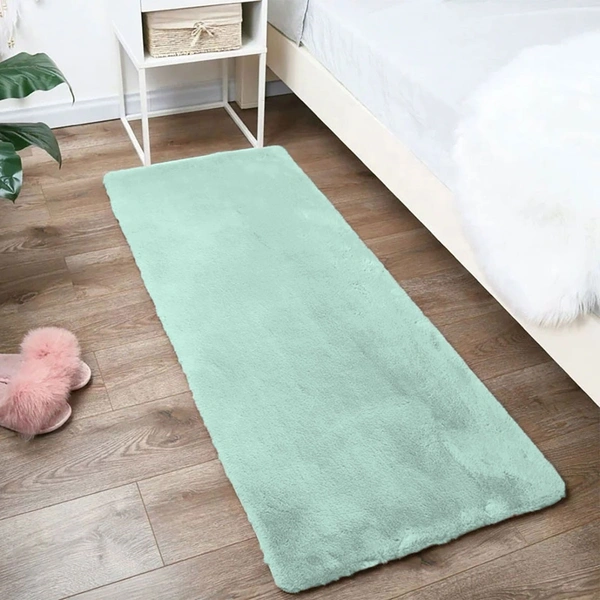 Luxe Home International Runner Super Soft Anti Skid Rabbit Fur(1000 Gsm)Bathroom Mats For Bedroom,Door,Kitchen Floor(2 X 5 Ft,Lime)Pack Of 1 - 2x5 Ft, Lime