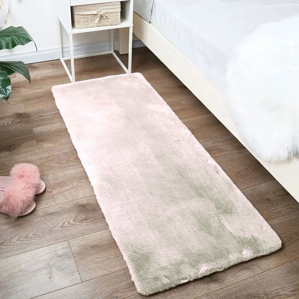 Luxe Home International Rabbit Fur Super Soft Non Slip Floor Runner for Bedroom - 2x5 Ft, Skin