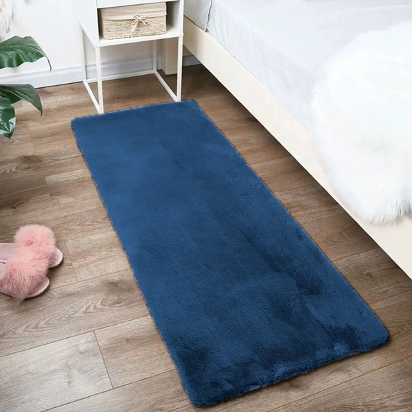 Luxe Home International Runner Rabbit Fur 1000 Gsm-2X5 Feet-Super Soft,Anti Slip,Absorbent,Machine Washable-Teal-Floor Rug For Bedroom,Livingroom - 2x5 Ft, Teal
