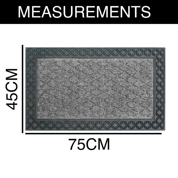 Luxe Home International Rectangular Door Mats For Home Natural Coir Mat Solid Waterproof Low Profile Entrance Rug With Anti-Slip Rubber Backing For Indoor And Outdoor Use (45Cm X 75Cm, Grey, Pc 1) - 45x75 cm, Grey