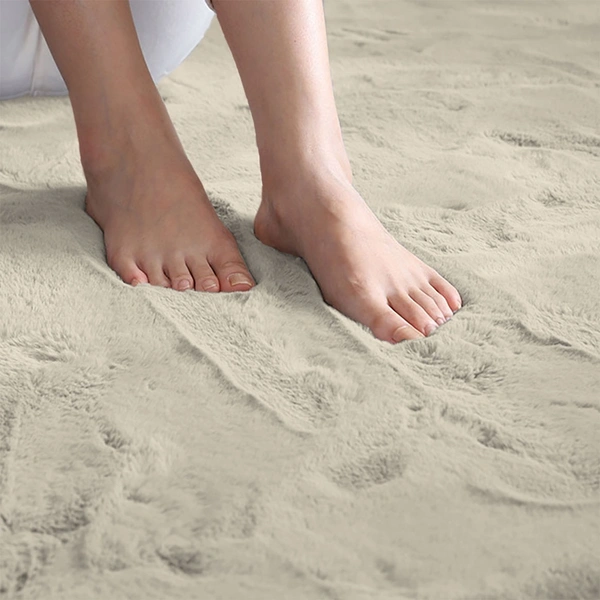 Luxe Home International Ruffle Floor Rug Rabbit Fur 1000 Gsm Living Room Foot Mats Anti Skid Water Absorbent Easy Machine Washable Rectangular Rug For Bedroom|Floor|3 X 5 Ft|Beige|Pack Of 1 - 3x5 Ft, Beige