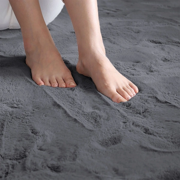 Luxe Home International Rabbit Fur Super Soft Non Slip Floor Carpets for Bedroom, Livingroom - 6X9, Grey