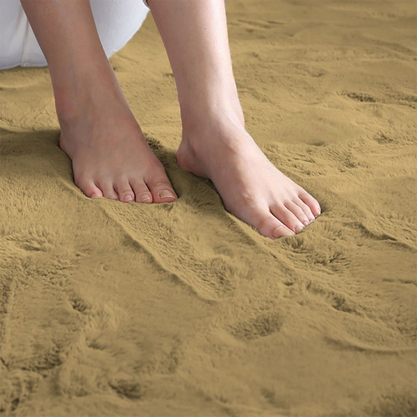 Luxe Home International Ruffle Rectangular Floor Rug Rabbit Fur 1000 GSM Living Room Foot Mats Anti Skid Water Absorbent Easy Machine Washable Rug For Bedroom | Floor | 3 X 5 Ft | Mocka | Pack Of 1 - 3x5 Ft, Mocka