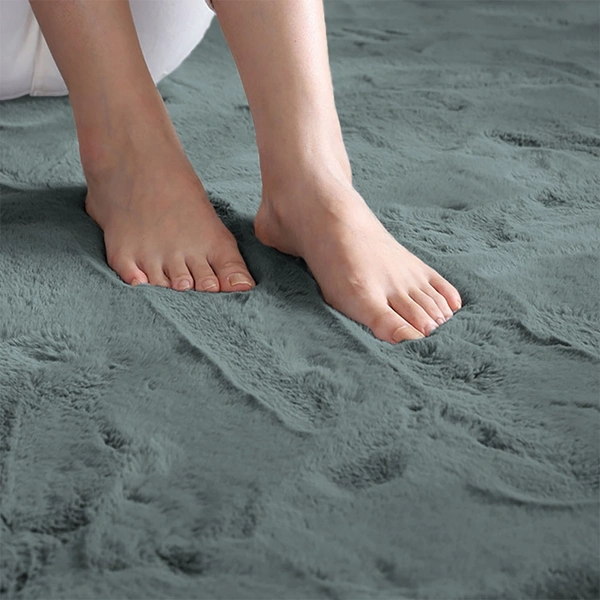 Luxe Home International Ruffle Bath Runner Rabbit Fur 1000 GSM Super Soft, Anti Skid Rug for Bedroom (2 X 5 Ft, Seige, Pack of 1), Grey - 2x5 Ft, Seige