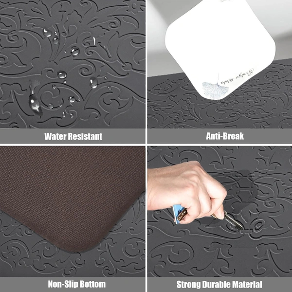 Luxe Home International Anti-Fatigue (45x75 cm) Kitchen Mat β Cushioned Support, Stylish and Durable, Easy to Clean, Non-Slip Bottom β Ideal for Kitchen, Desk, Laundry, Garage - 45x75 cm, Black