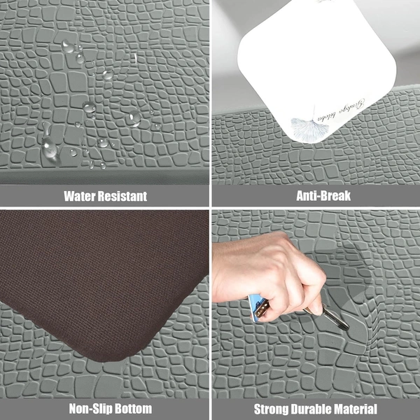 Luxe Home International Kitchen Mat Anti-Fatigue (45x75 cm)β Cushioned Support, Stylish and Durable, Easy to Clean, Non-Slip Bottom β Ideal for Kitchen, Desk, Laundry, Garage - 45x75 cm, Grey