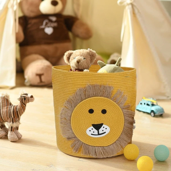 Luxe Home International Cotton Basket for Storage Foldable wardrobe Multipurpose use Laundry Basket (12"X12") Baby Bucket Hamper Cloth Storage Box Kitchen,Office And Living Room - 12"x12", Yellow