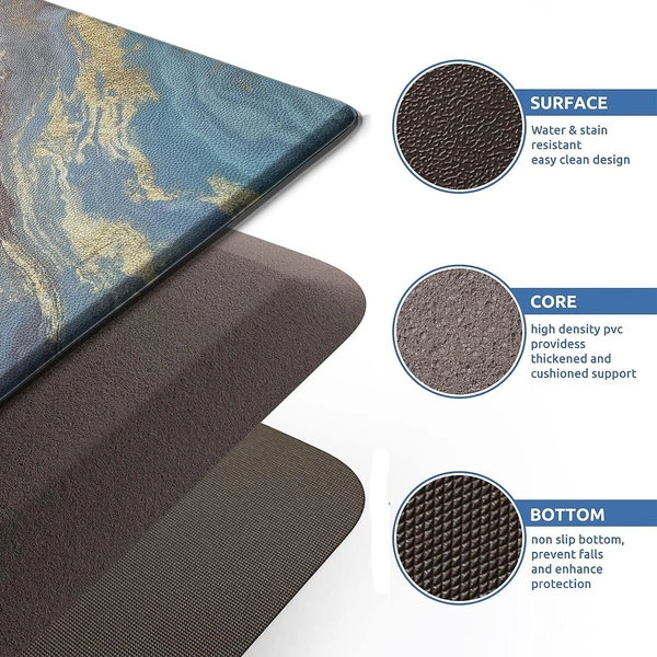 Luxe Home International Kitchen Mat Anti-Fatigue Non-Slip Cushioned Comfort Mat - Geometric Pattern Standing Desk Mat - Waterproof and Easy to Clean for Home and Office - 45x75 cm, Texture