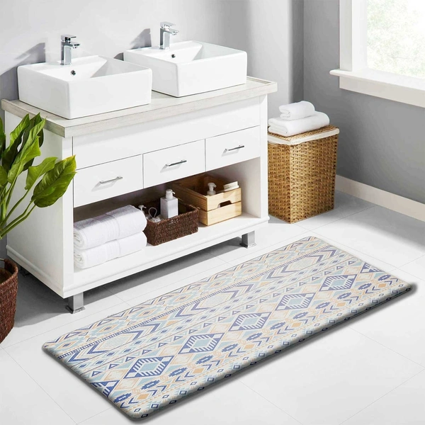 Luxe Home International Kitchen Mat Anti-Fatigue Non-Slip Cushioned Comfort Mat - Geometric Pattern Standing Desk Mat - Waterproof and Easy to Clean for Home and Office - 51x99 cm, Multi