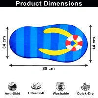 Luxe Home International 3D Slipper Shaped Rug Mat, Velvet, Anti-Skid Floor Mat for Bedroom, Living Room, Balcony, Soft Plush Carpet, Modern Home Decor Slipper Design (Blue 44x88cm) - 44x88 cm, Blue Slipper