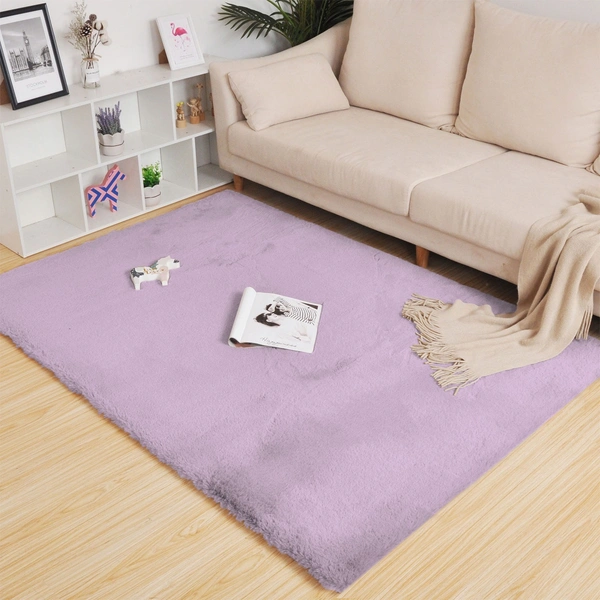 Luxe Home International Rectangular Carpet Super Soft Anti Skid Rabbit Fur (1000 Gsm) Bathroom Mats For Bedroom, Door, Kitchen Floor (4 X 6 Ft, Lilac) Pack Of 1 - 4x6 Ft, Lilca