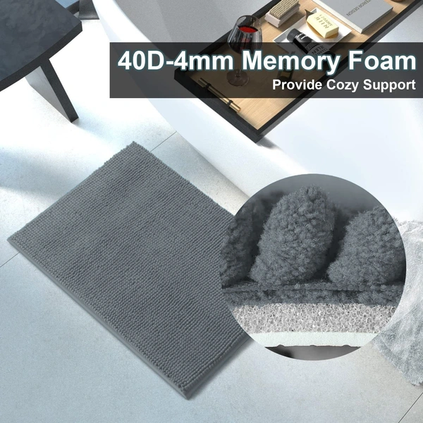 Luxe Home International Luxe Home Chenille Bathmat ( 37x56 cm ) Bathroom mat - Grey I Soft, Non Slip, Washable | Bath Mat for Home or Bedroom Floor Mat - 37x56 cm, Grey