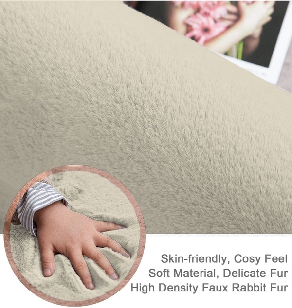 Luxe Home International Rabbit Fur Super Soft Non Slip Floor Carpets for Bedroom, Livingroom - 6X9, Beige