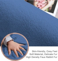 Luxe Home International Rabbit Fur Super Soft Non Slip Floor Runner for Bedroom - 2x5 Ft, Blue