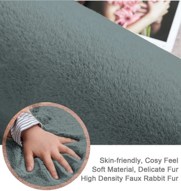 Luxe Home International Ruffle Bath Runner Rabbit Fur 1000 GSM Super Soft, Anti Skid Rug for Bedroom (2 X 5 Ft, Seige, Pack of 1), Grey - 2x5 Ft, Seige