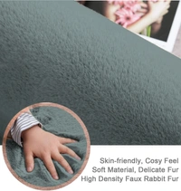 Luxe Home International Rectangular Bath mat Super Soft Anti Skid Rabbit Fur Mats For Bathroom (40X60 Cm,Seige) Pack Of 1,Grey - 40x60 cm, Seige