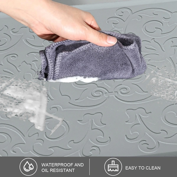 Luxe Home International Kitchen Mat Anti-Fatigue (45x75 cm)β Cushioned Support, Stylish and Durable, Easy to Clean, Non-Slip Bottom β Ideal for Kitchen, Desk, Laundry, Garage - 45x75 cm, Silver