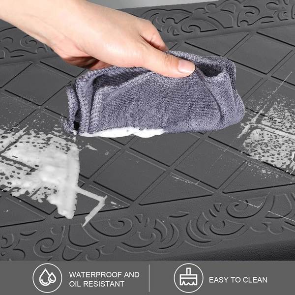 Luxe Home International Anti-Fatigue (45x75 cm) Kitchen Mat – Cushioned Support, Stylish and Durable, Easy to Clean, Non-Slip Bottom – Ideal for Kitchen, Desk, Laundry, Garage - 45x75 cm, Black