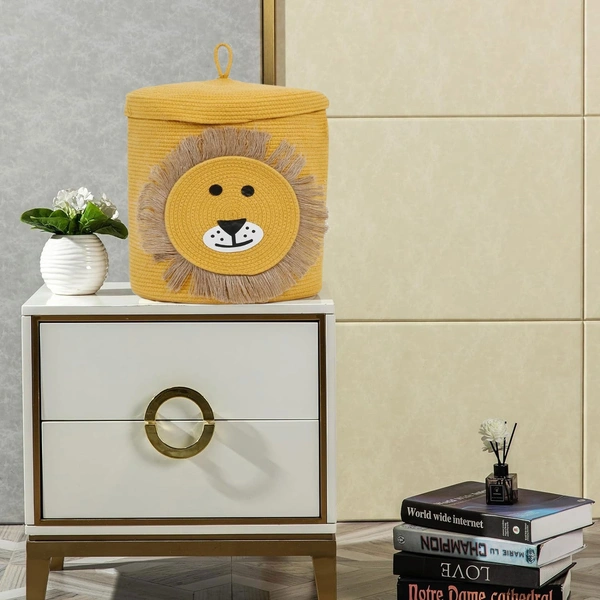 Luxe Home International Cotton Basket for Storage Foldable wardrobe Multipurpose use Laundry Basket (12"X12") Baby Bucket Hamper Cloth Storage Box Kitchen,Office And Living Room - 12"x12", Yellow