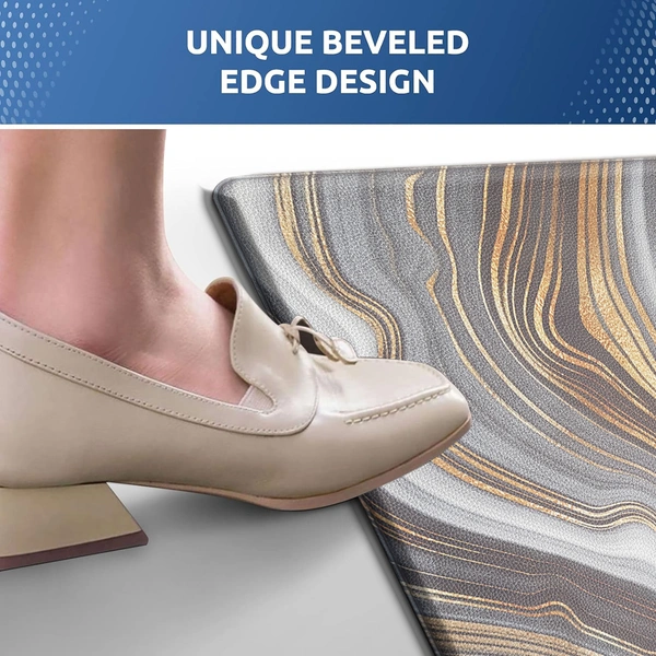 Luxe Home International Anti-Fatigue Kitchen Mat Non-Slip Cushioned Comfort Mat - Geometric Pattern Standing Desk Mat - Waterproof and Easy to Clean for Home and Office - 45x75 cm, Waves