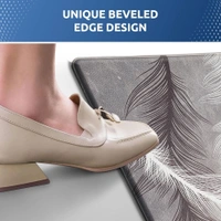 Luxe Home International Kitchen Mat Anti-Fatigue Non-Slip Cushioned Comfort Mat - Geometric Pattern Standing Desk Mat - Waterproof and Easy to Clean for Home and Office - 45x75 cm, feather