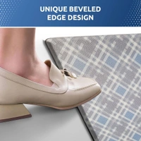 Luxe Home International Kitchen Mat Anti-Fatigue Non-Slip Cushioned Comfort Mat - Geometric Pattern Standing Desk Mat - Waterproof and Easy to Clean for Home and Office - 45x75 cm, Check