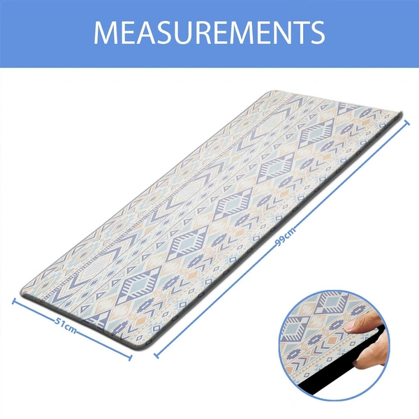 Luxe Home International Kitchen Mat Anti-Fatigue Non-Slip Cushioned Comfort Mat - Geometric Pattern Standing Desk Mat - Waterproof and Easy to Clean for Home and Office - 51x99 cm, Multi