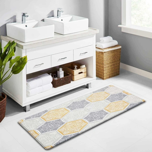 Luxe Home International Anti-Fatigue Kitchen Mat Non-Slip Cushioned Comfort Mat - Geometric Pattern Standing Desk Mat - Waterproof and Easy to Clean for Home and Office - 51x99 cm, Honeycomb