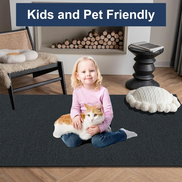 Luxe Home International Ultra Soft Microfiber Area Rug - Non-Slip, Carpet for Living Room, Bedroom, and Home Decor - 6X9, Anthra