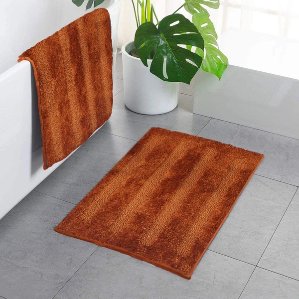 Luxe Home International Luxe Home Bath mat 2500 GSM Microfiber Super Soft, Anti Skid, Classic Mats for Bathroom, Kitchen, Entrance (Rust, 40cm x 60cm, Pack of 2) - 40x60 cm, Rust