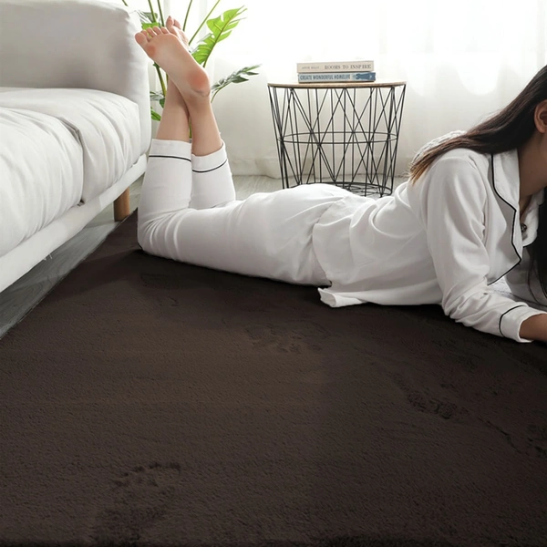 Luxe Home International Rabbit Fur Super Soft Non Slip Floor Carpets for Bedroom, Livingroom - 6X9, Chocolate