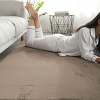 Luxe Home International Ruffle Floor Rug Rabbit Fur 1000 Gsm Living Room Foot Mats Anti Skid Water Absorbent Easy Machine Washable Rectangular Rug For Bedroom|Floor|3 X 5 Ft|Taupe|Pack Of 1 - 3x5 Ft, Taupe