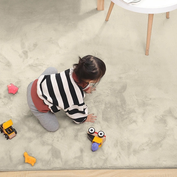 Luxe Home International Ruffle Floor Rug Rabbit Fur 1000 Gsm Living Room Foot Mats Anti Skid Water Absorbent Easy Machine Washable Rectangular Rug For Bedroom|Floor|3 X 5 Ft|Beige|Pack Of 1 - 3x5 Ft, Beige