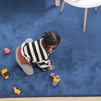 Luxe Home International Ruffle Floor Rug Rabbit Fur 1000 Gsm Living Room Foot Mats Anti Skid Water Absorbent Easy Machine Washable Rectangular Rug For Bedroom|Floor|3 X 5 Ft|Blue|Pack Of 1 - 3x5 Ft, Blue