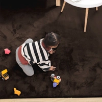 Luxe Home International Rabbit Fur Rectangular Carpet Soft Anti Slip Skid Ruffle Mats For Bathroom Door 4X6 Feet (Chocolate) Pc 1 - 4x6 Ft, Chocolate