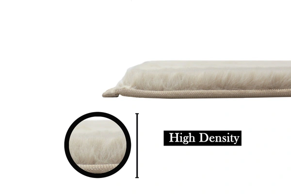 Luxe Home International Ruffle Bath Mat Rabbit Fur 1000 Gsm Bathroom Door Rectangular Foot Mats Anti Skid Water Absorbent Easy Machine Washable Rug For Entrance|Kitchen Floor|60X90 Cm|Beige|Pack Of 1 - 60x90 cm, Beige