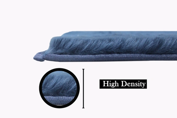 Luxe Home International Ruffle Bath Mat Rabbit Fur 1000 Gsm Bathroom Door Rectangular Foot Mats Anti Skid Water Absorbent Easy Machine Washable Rug For Entrance|Kitchen Floor|45X75 Cm|Blue|Pack Of 1 - 45x75 cm, Blue