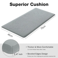 Luxe Home International Kitchen Mat Anti-Fatigue (45x75 cm)β Cushioned Support, Stylish and Durable, Easy to Clean, Non-Slip Bottom β Ideal for Kitchen, Desk, Laundry, Garage - 45x75 cm, Silver