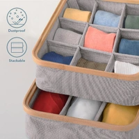 Luxe Home International Storage Box for Clothes, Polyester and Bamboo Frame Foldable Multipurpose Use Kitchen, Bathroom Organizer Boxes Toys, Other Supplies - 30x30 cm, Grey