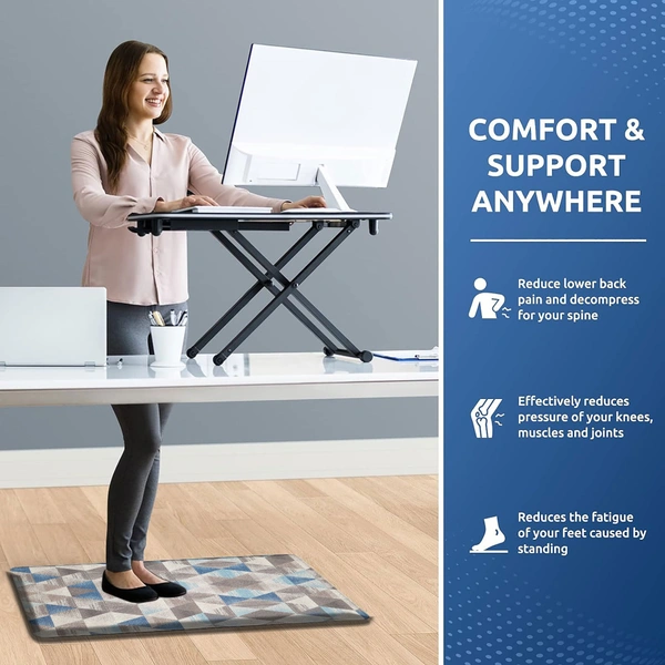 Luxe Home International Anti-Fatigue Kitchen Mat Non-Slip Cushioned Comfort Mat - Geometric Pattern Standing Desk Mat - Waterproof and Easy to Clean for Home and Office - 45x75 cm, Geometrical
