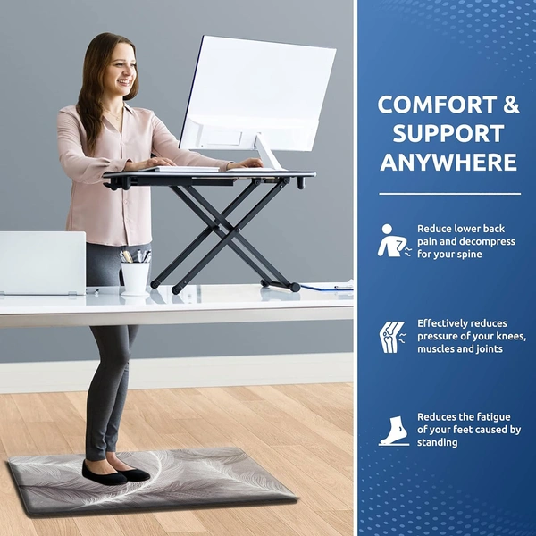 Luxe Home International Kitchen Mat Anti-Fatigue Non-Slip Cushioned Comfort Mat - Geometric Pattern Standing Desk Mat - Waterproof and Easy to Clean for Home and Office - 45x75 cm, feather